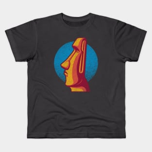 Distressed Retro Polynesian Moai - Easter Island, Rapa Nui Kids T-Shirt